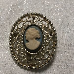 Silver cameo brooch by Sarah Coventry